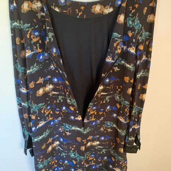 Hunter Dixon 100% Silk Black & Green/Blue Splatter Patterned Dress Size Medium - Picture 6 of 8